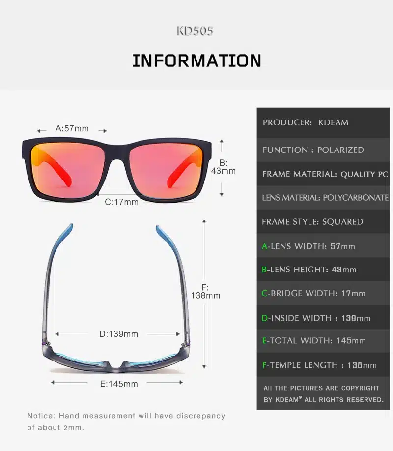 KDEAM Sport Sunglasses Polarized Men Square Sun Glasses Outdoor Women Brand design 2018 Summer UV400 With Original Case KD505 4