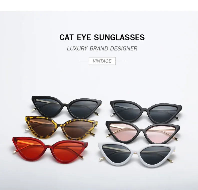Cat Eye Sunglasses Women 2018 Luxury Eyewear Black Retro Female Sunglass Cateye Glasses for Woman 13