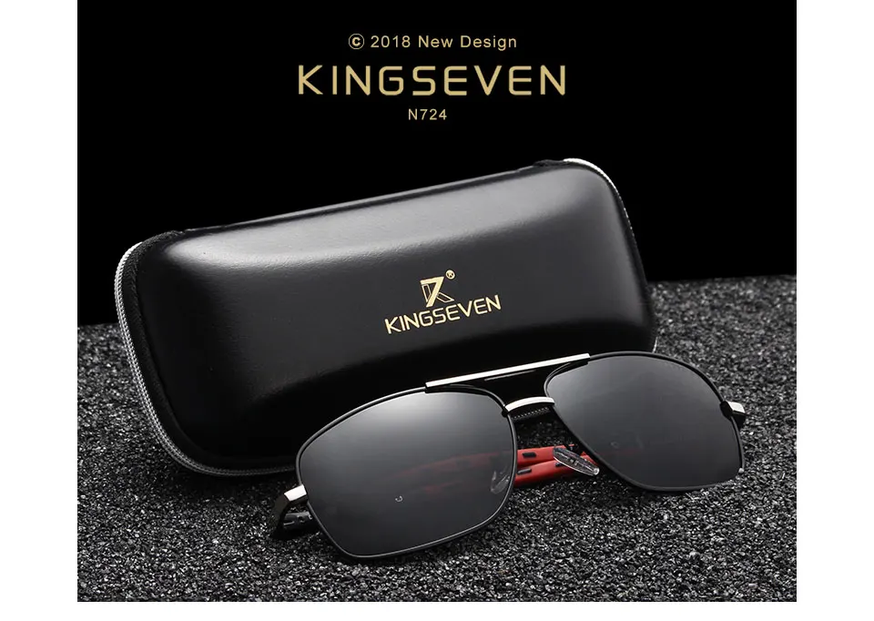 KINGSEVEN 2018 Brand Men Aluminum Sunglasses HD Polarized UV400 Mirror Male Sun Glasses Women For Men Oculos de sol N724 10