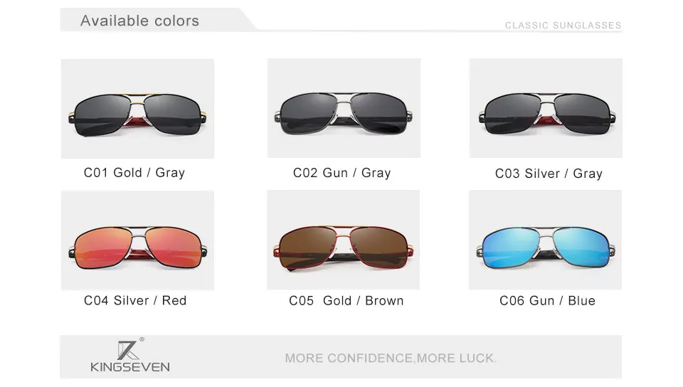 KINGSEVEN 2018 Brand Men Aluminum Sunglasses HD Polarized UV400 Mirror Male Sun Glasses Women For Men Oculos de sol N724 13