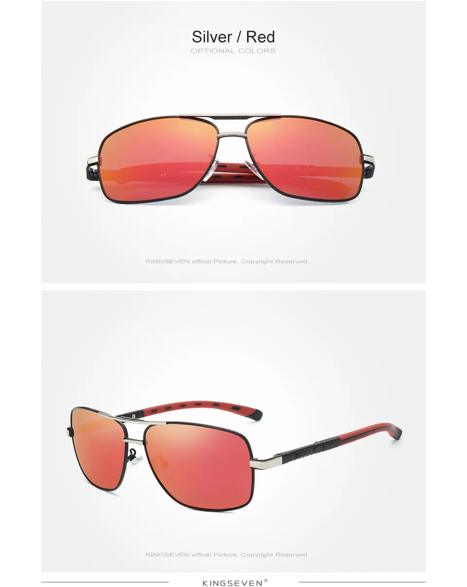 KINGSEVEN 2018 Brand Men Aluminum Sunglasses HD Polarized UV400 Mirror Male Sun Glasses Women For Men Oculos de sol N724 18
