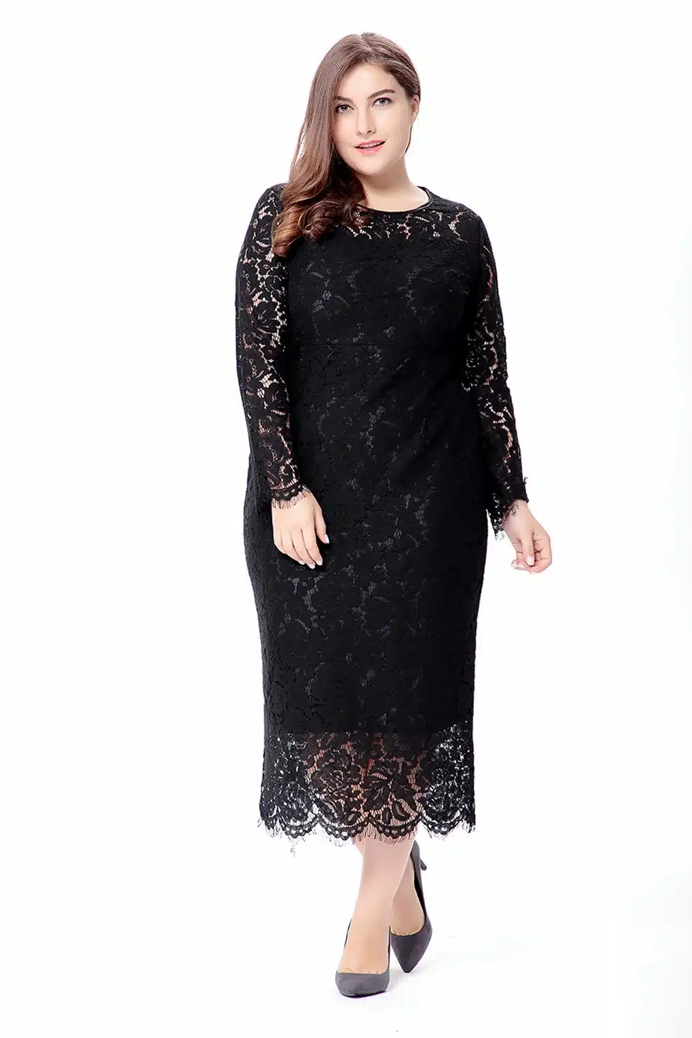 women Elegant black plus size lace dress Summer vestidos 6XL Long large size dress Sexy evening party Big Size dresses white/red 4
