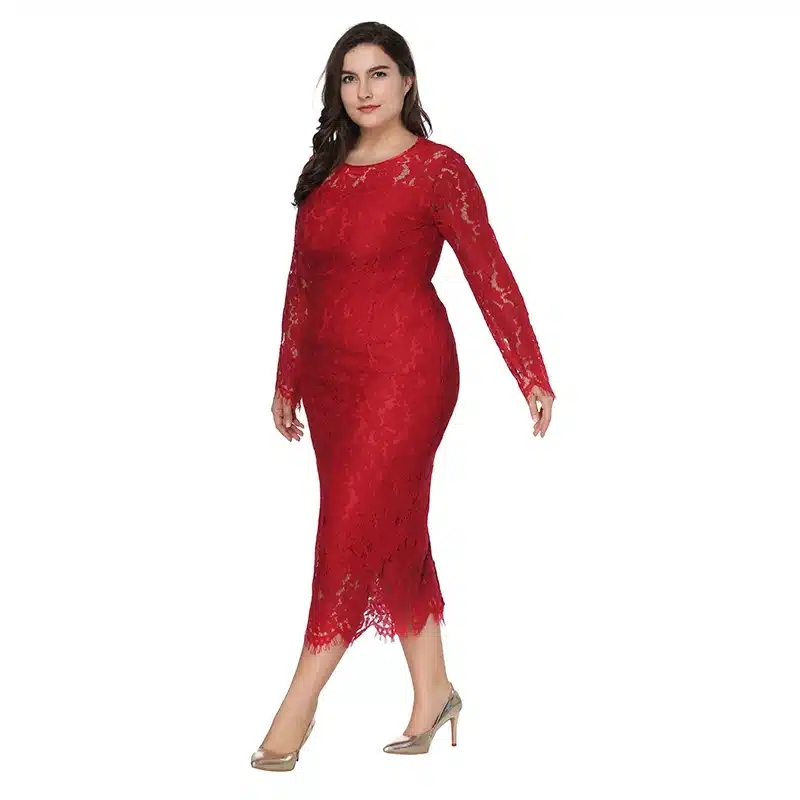 women Elegant black plus size lace dress Summer vestidos 6XL Long large size dress Sexy evening party Big Size dresses white/red 20