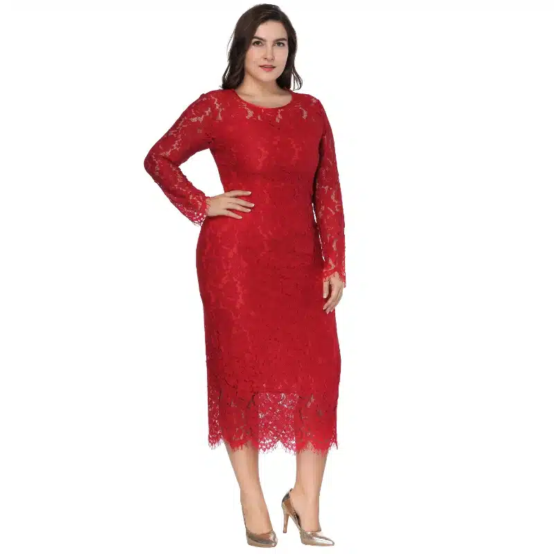 women Elegant black plus size lace dress Summer vestidos 6XL Long large size dress Sexy evening party Big Size dresses white/red 22