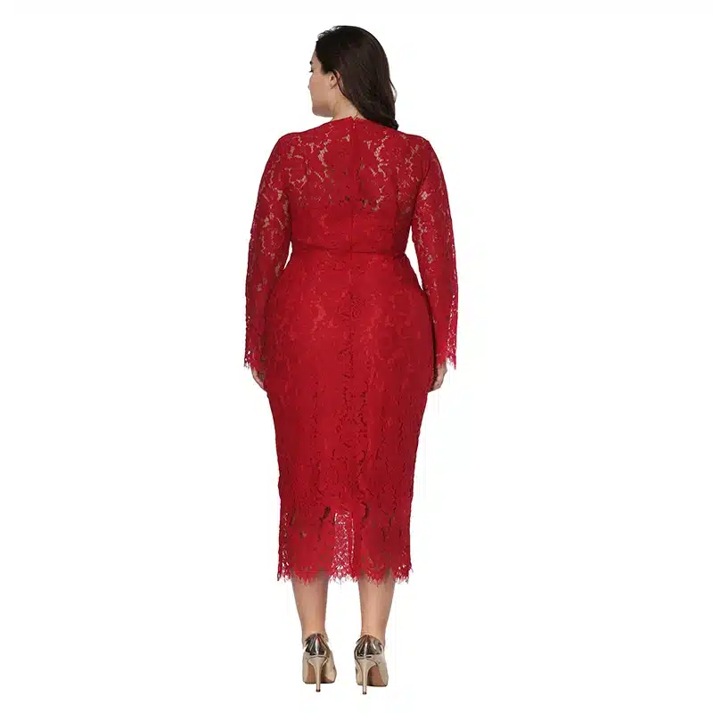 women Elegant black plus size lace dress Summer vestidos 6XL Long large size dress Sexy evening party Big Size dresses white/red 23