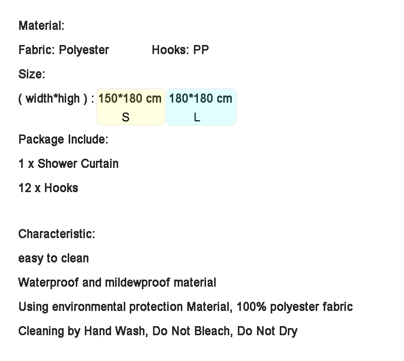 New Colorful Eco-friendly Beach Conch Starfish Shell Polyester High Quality Washable Bath Decor Shower Curtains 12