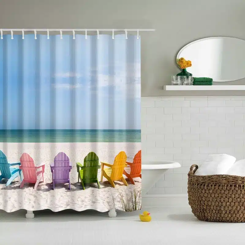 New Colorful Eco-friendly Beach Conch Starfish Shell Polyester High Quality Washable Bath Decor Shower Curtains 18
