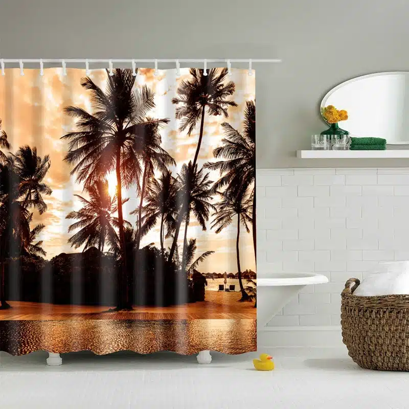 New Colorful Eco-friendly Beach Conch Starfish Shell Polyester High Quality Washable Bath Decor Shower Curtains 25