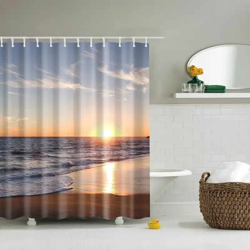 New Colorful Eco-friendly Beach Conch Starfish Shell Polyester High Quality Washable Bath Decor Shower Curtains 26