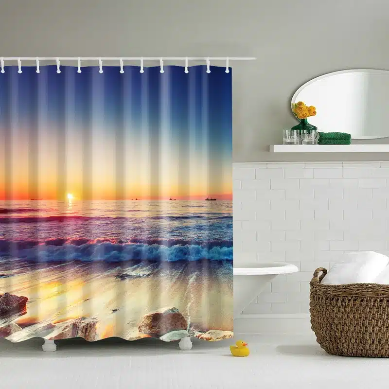 New Colorful Eco-friendly Beach Conch Starfish Shell Polyester High Quality Washable Bath Decor Shower Curtains 27