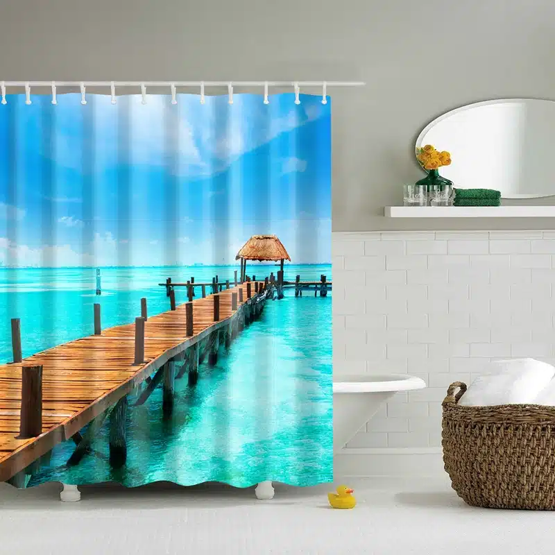 New Colorful Eco-friendly Beach Conch Starfish Shell Polyester High Quality Washable Bath Decor Shower Curtains 28