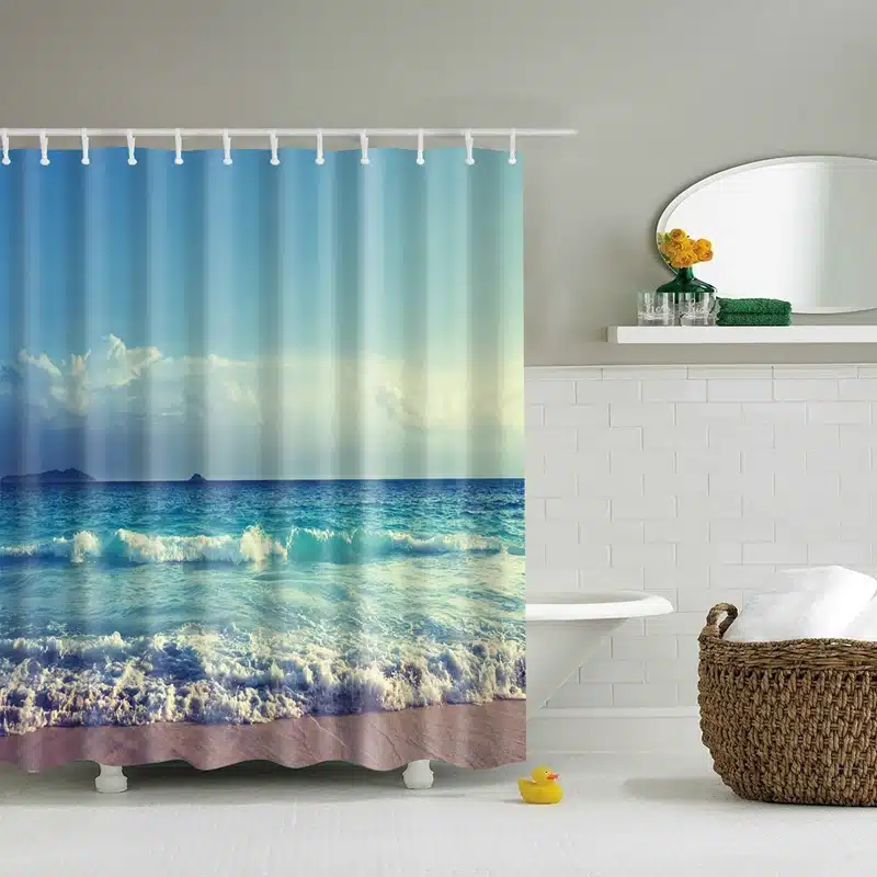 New Colorful Eco-friendly Beach Conch Starfish Shell Polyester High Quality Washable Bath Decor Shower Curtains 29