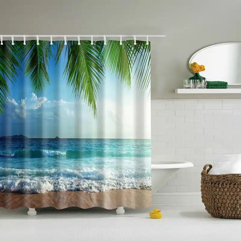 New Colorful Eco-friendly Beach Conch Starfish Shell Polyester High Quality Washable Bath Decor Shower Curtains 30