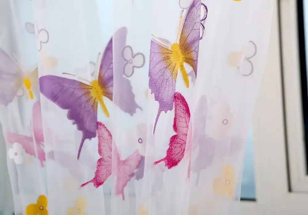 Butterflies Tulle Curtain Butterflies Branches Printed Curtains for windows living room Tulle woven floral cortinas hot sale 18