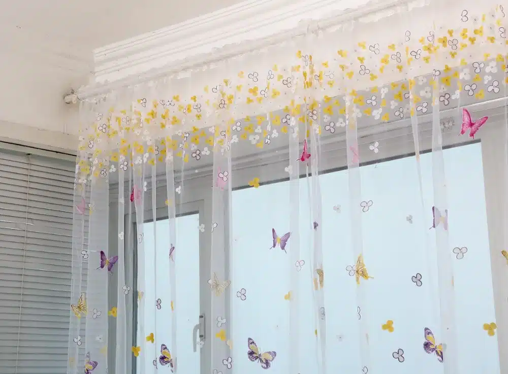 Butterflies Tulle Curtain Butterflies Branches Printed Curtains for windows living room Tulle woven floral cortinas hot sale 21