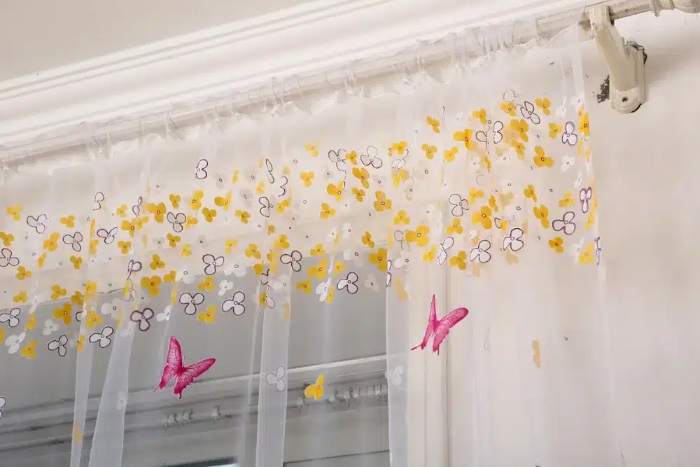 Butterflies Tulle Curtain Butterflies Branches Printed Curtains for windows living room Tulle woven floral cortinas hot sale 23