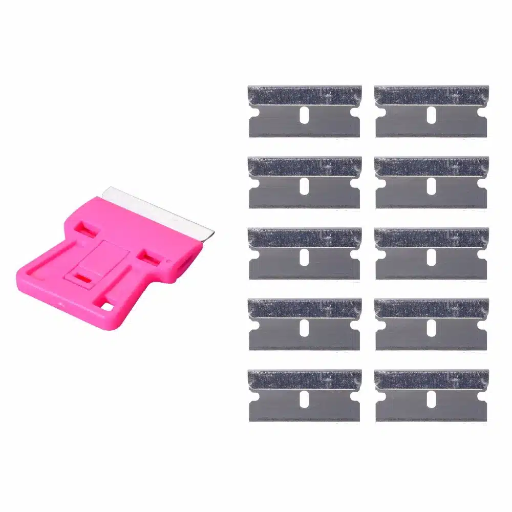 EHDIS Car Styling Tool Razor Scraper with 10pcs Metal Blades Cutting Tool Window Tints Tools Vinyl Brushed Steel Wrap Squeegee 12