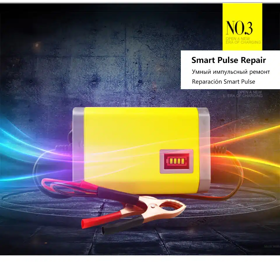 YX201 12V 2A Smart Car Battery Charger Automatic Auto Motorcycle Lead Acid AGM GEL Dry Batteries Power Supply 12 V Volt Moto LCD 9