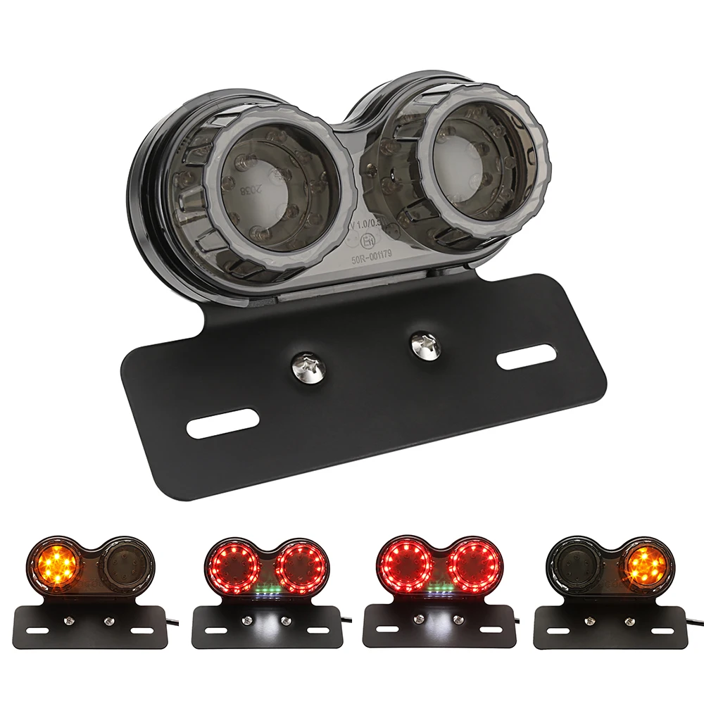 Motorcycle Turn Signal Brake Led Light License Plate Holder Tail Lights LED Brake Tail Lamps For Harley Bobber Cafe Racer ATV 11