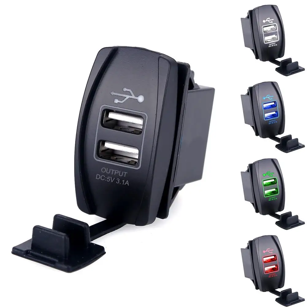 Universal Car Motorcycle Waterproof 2 Port Dual USB Charger For iPhone Samsung 3.1A Mini Auto Charger Adapter Car-Charger 3