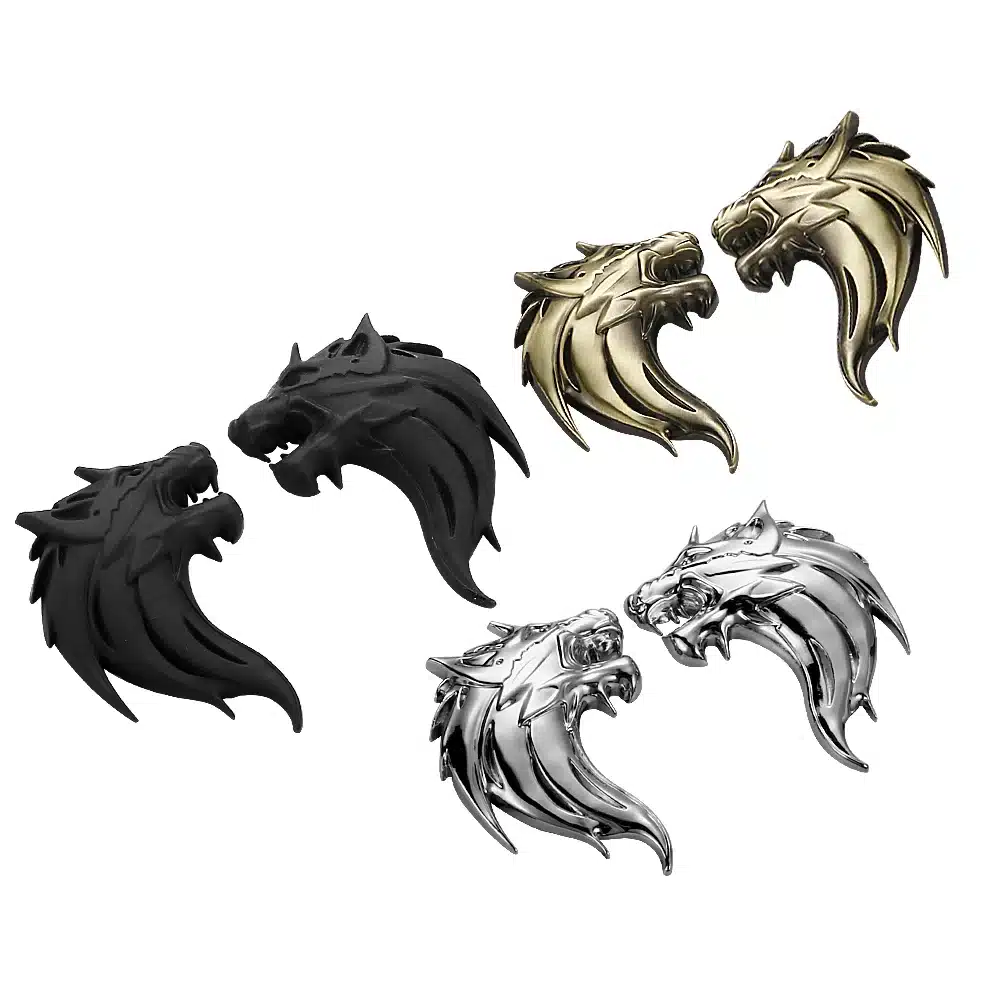 Wolf Wolverene Head 100% 3D Metal Car Auto Motorcycle Logo Emblem Badge Sticker DIY NEW Gun Silver Bronze 3 Colors Car-Styling 11