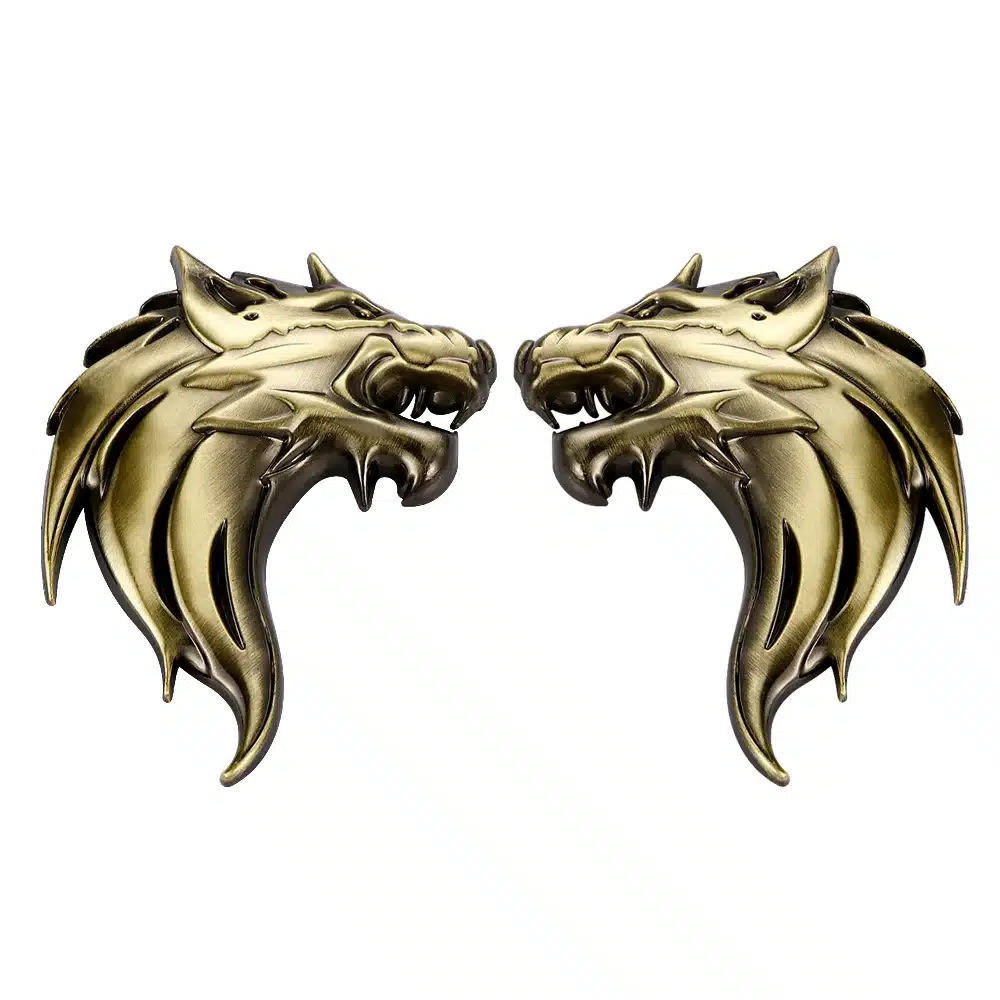 Wolf Wolverene Head 100% 3D Metal Car Auto Motorcycle Logo Emblem Badge Sticker DIY NEW Gun Silver Bronze 3 Colors Car-Styling 13