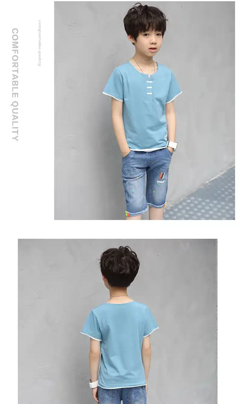 Children Clothing Sets Costumes For Boys Clothes Summer Toddler T-Shirt+Jeans 2018 Sport Suits Pockets Kids Clothes 6-15T Denim 6