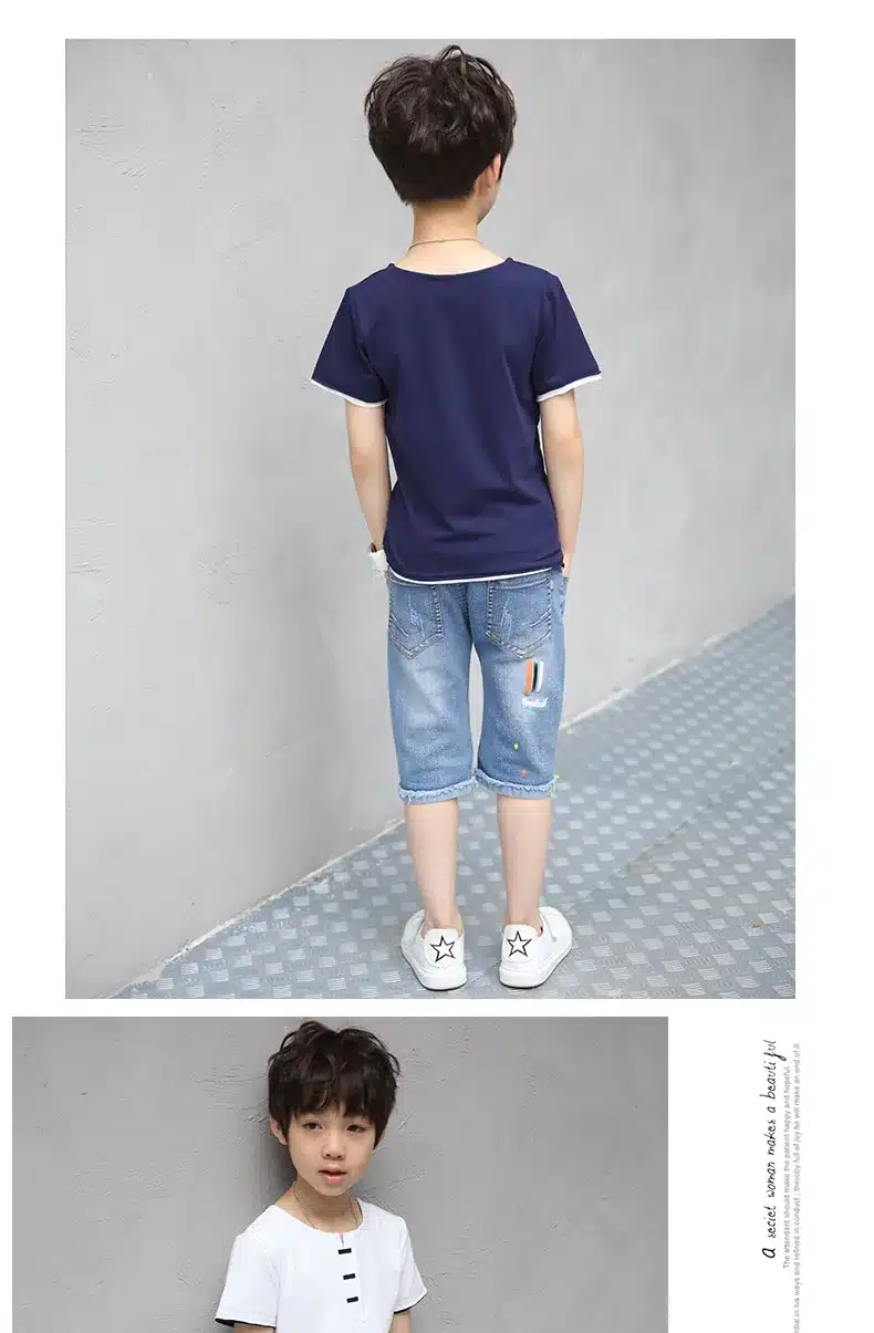Children Clothing Sets Costumes For Boys Clothes Summer Toddler T-Shirt+Jeans 2018 Sport Suits Pockets Kids Clothes 6-15T Denim 10