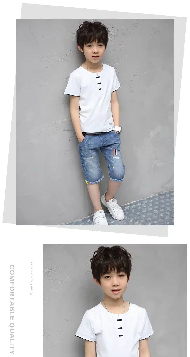 Children Clothing Sets Costumes For Boys Clothes Summer Toddler T-Shirt+Jeans 2018 Sport Suits Pockets Kids Clothes 6-15T Denim 12