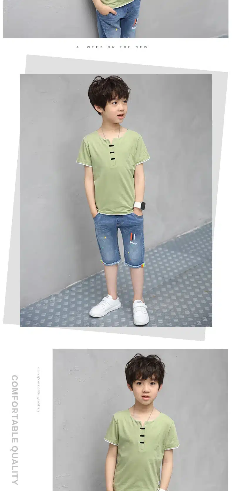 Children Clothing Sets Costumes For Boys Clothes Summer Toddler T-Shirt+Jeans 2018 Sport Suits Pockets Kids Clothes 6-15T Denim 15