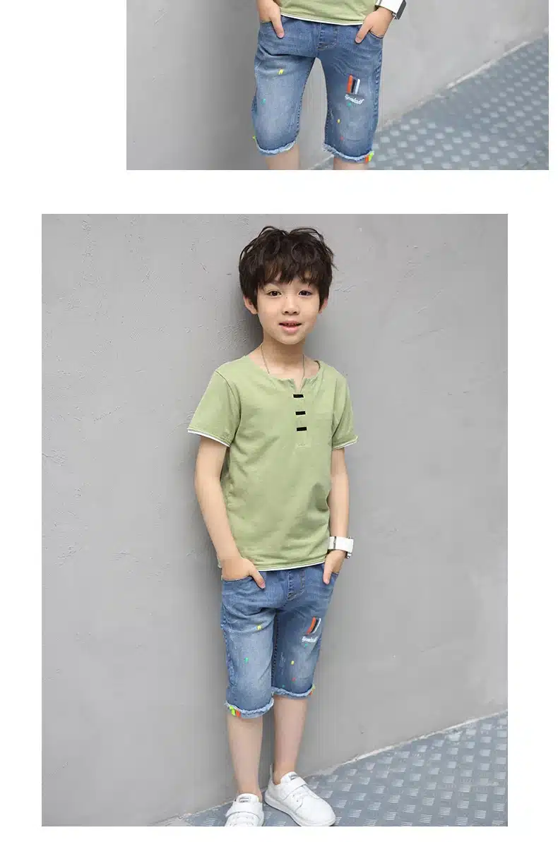 Children Clothing Sets Costumes For Boys Clothes Summer Toddler T-Shirt+Jeans 2018 Sport Suits Pockets Kids Clothes 6-15T Denim 16
