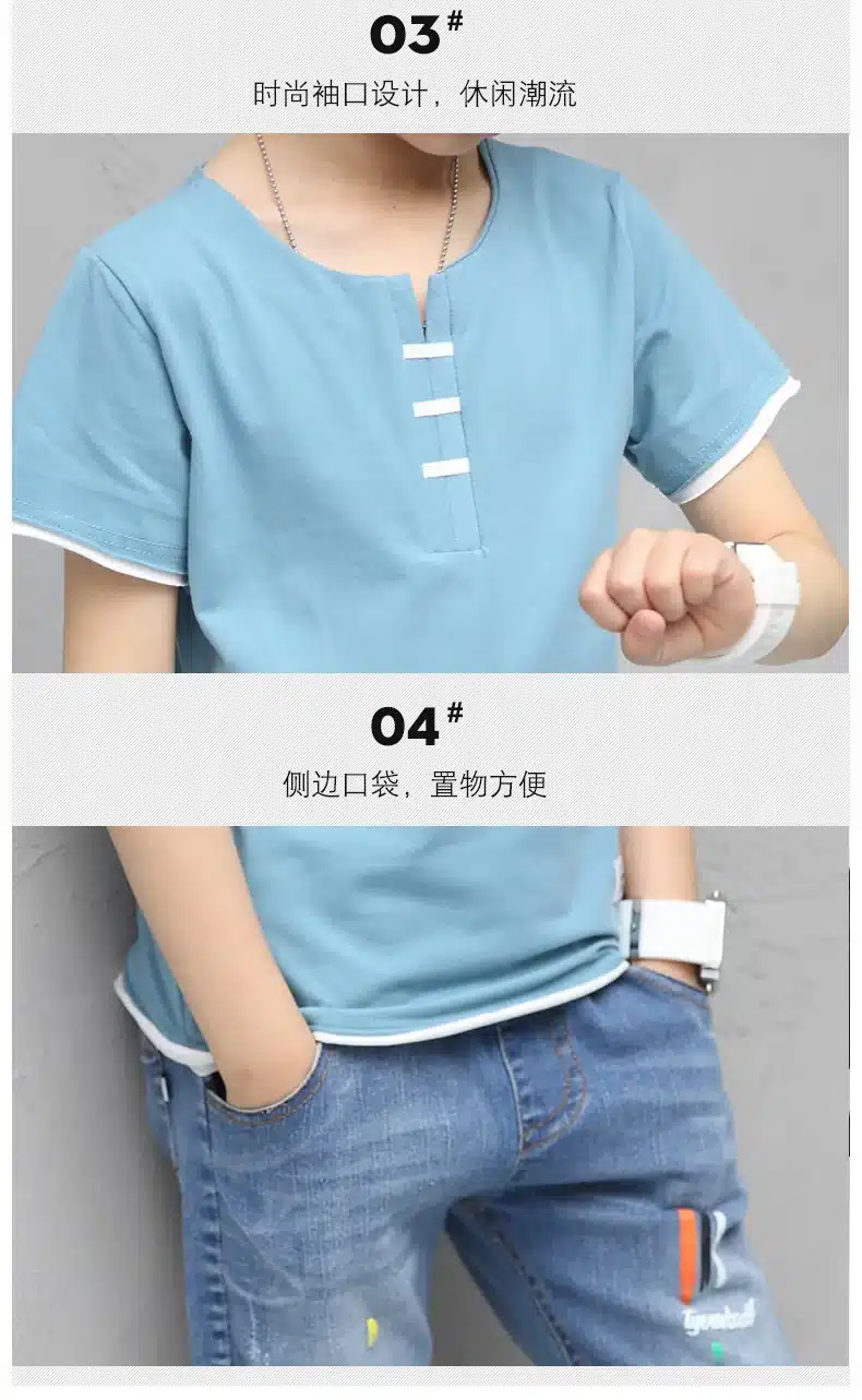 Children Clothing Sets Costumes For Boys Clothes Summer Toddler T-Shirt+Jeans 2018 Sport Suits Pockets Kids Clothes 6-15T Denim 18