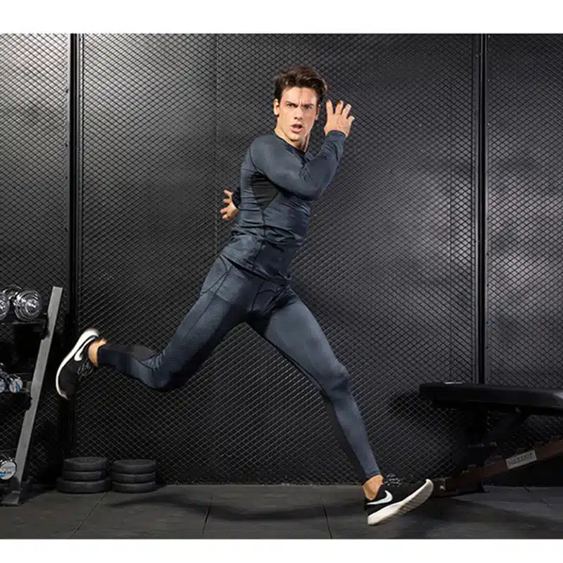 2017 Fitness Tight Sport Suit Men Long Sleeve Shirt +Pant Men's Running Set Compression Gym Clothing Quick Dry Men's Sportswear 18