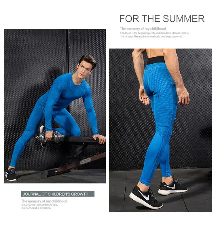 2017 Fitness Tight Sport Suit Men Long Sleeve Shirt +Pant Men's Running Set Compression Gym Clothing Quick Dry Men's Sportswear 19