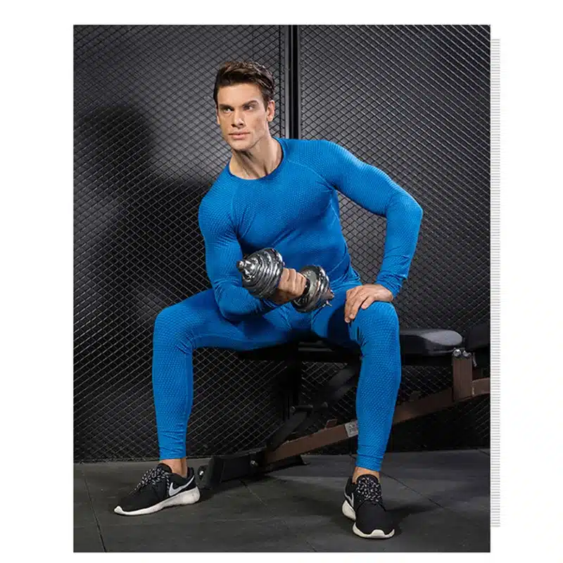 2017 Fitness Tight Sport Suit Men Long Sleeve Shirt +Pant Men's Running Set Compression Gym Clothing Quick Dry Men's Sportswear 20