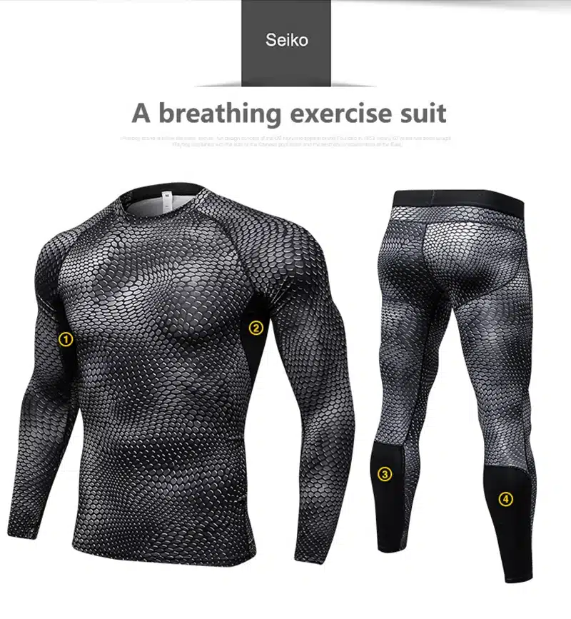2017 Fitness Tight Sport Suit Men Long Sleeve Shirt +Pant Men's Running Set Compression Gym Clothing Quick Dry Men's Sportswear 22