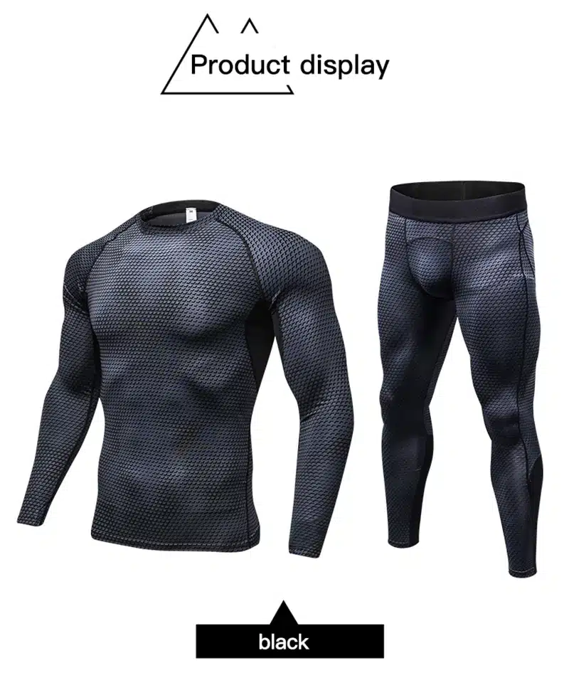 2017 Fitness Tight Sport Suit Men Long Sleeve Shirt +Pant Men's Running Set Compression Gym Clothing Quick Dry Men's Sportswear 30