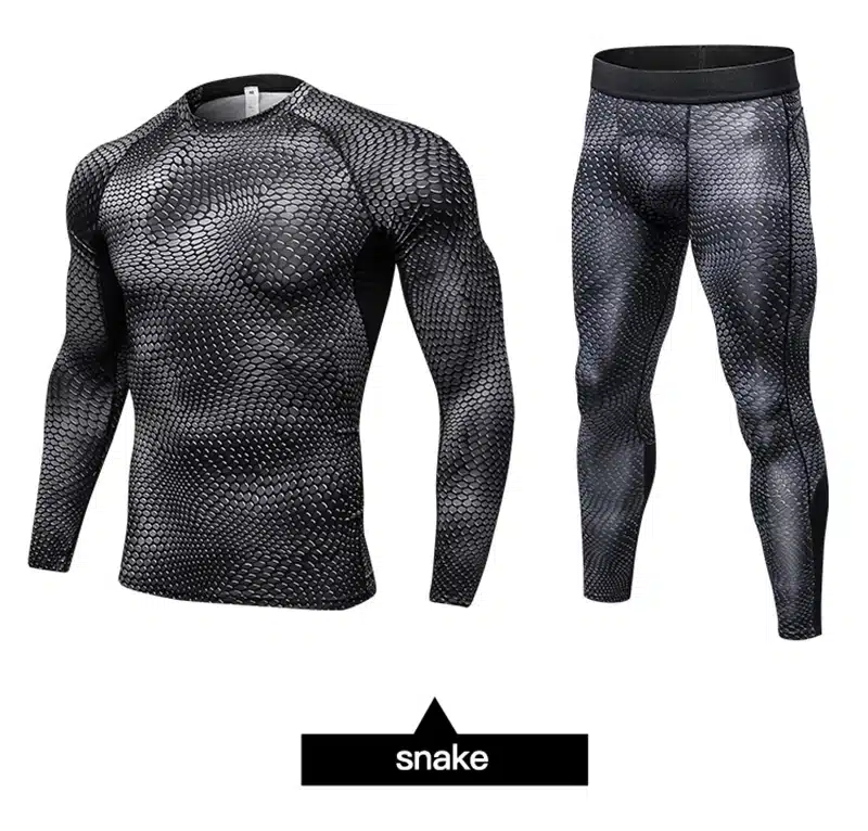 2017 Fitness Tight Sport Suit Men Long Sleeve Shirt +Pant Men's Running Set Compression Gym Clothing Quick Dry Men's Sportswear 31