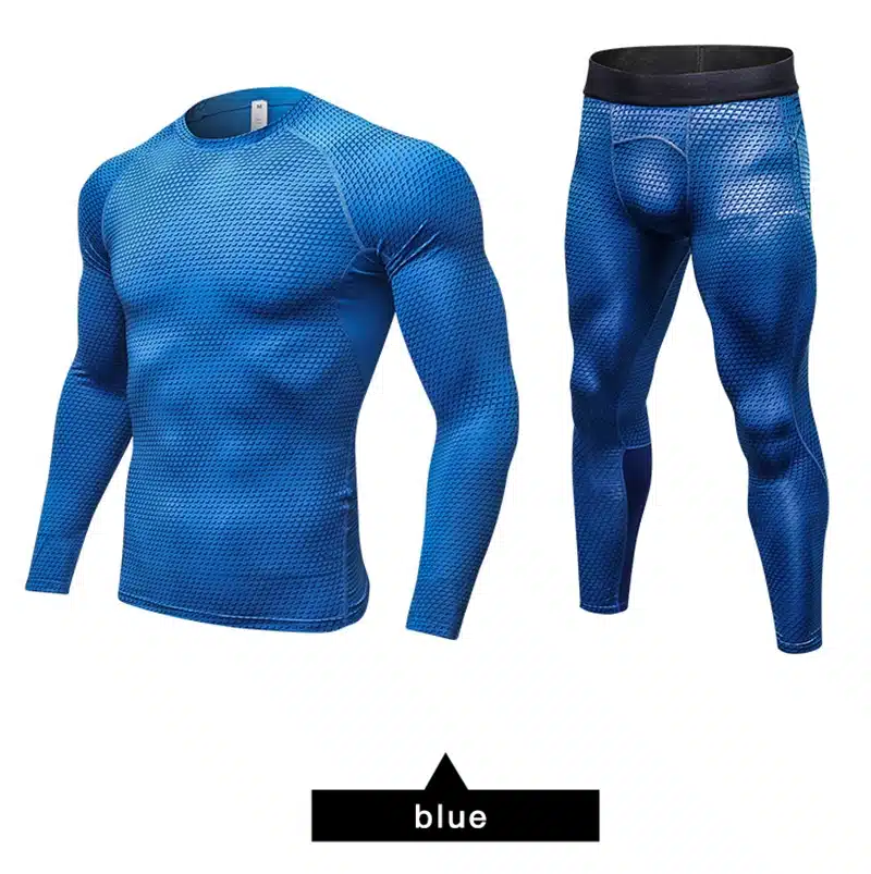 2017 Fitness Tight Sport Suit Men Long Sleeve Shirt +Pant Men's Running Set Compression Gym Clothing Quick Dry Men's Sportswear 33