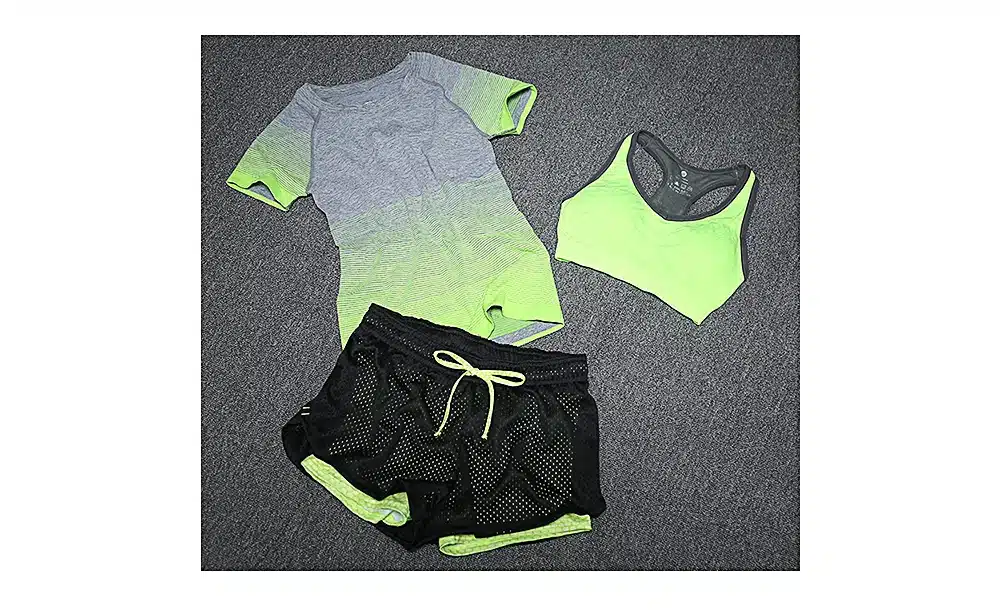 ALBREDA 2018 New Women Yoga Sport Suit Bra Set 3 Piece Female Short-sleeved Summer Sportswear Running Fitness Training Clothing 2
