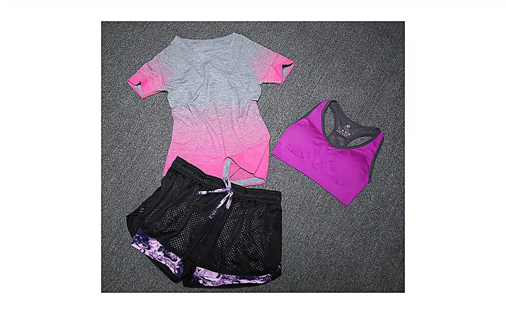 ALBREDA 2018 New Women Yoga Sport Suit Bra Set 3 Piece Female Short-sleeved Summer Sportswear Running Fitness Training Clothing 4