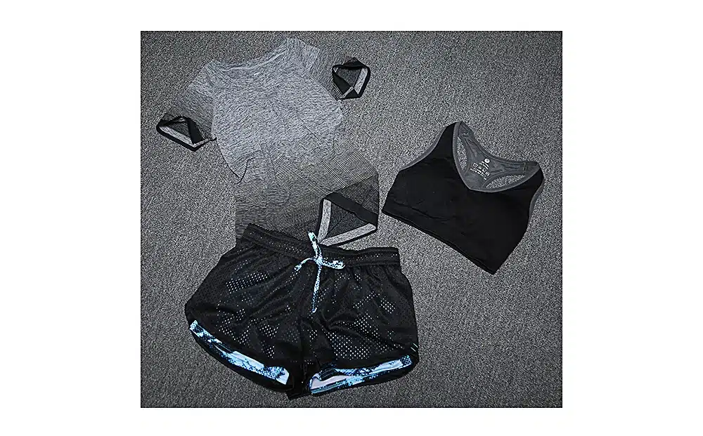 ALBREDA 2018 New Women Yoga Sport Suit Bra Set 3 Piece Female Short-sleeved Summer Sportswear Running Fitness Training Clothing 6