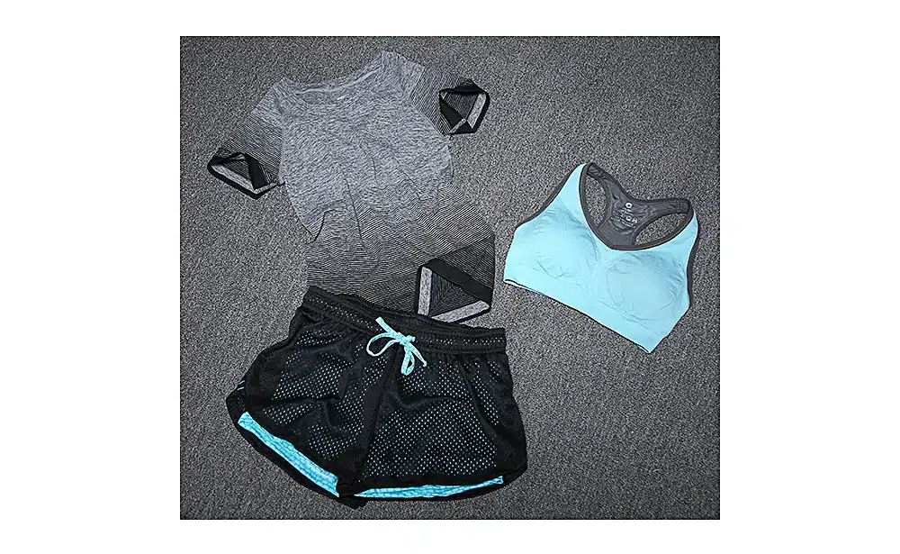 ALBREDA 2018 New Women Yoga Sport Suit Bra Set 3 Piece Female Short-sleeved Summer Sportswear Running Fitness Training Clothing 7