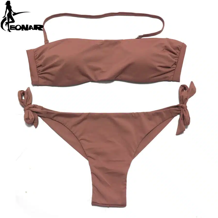 EONAR Bikini 2018 Solid Women Swimsuit Brazilian Cut Bottom Bikini Set Push Up Swimwear Femme Bathing Suits Sport Beach Wear 3