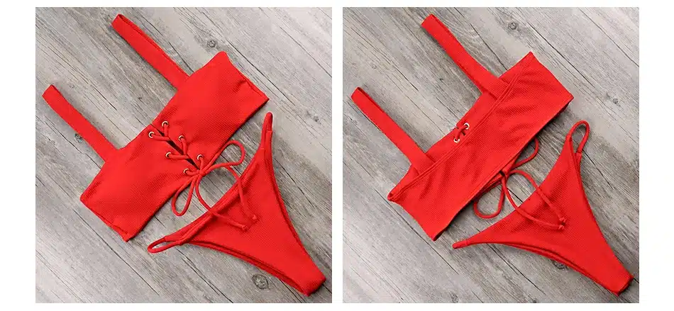 RXRXCOCO Solid Bikini Sets 2018 Sexy Sport Bikini Adjustable Buttom Swimsuit Women Padded Swimwear Summer Beachwear Bathing Suit 18