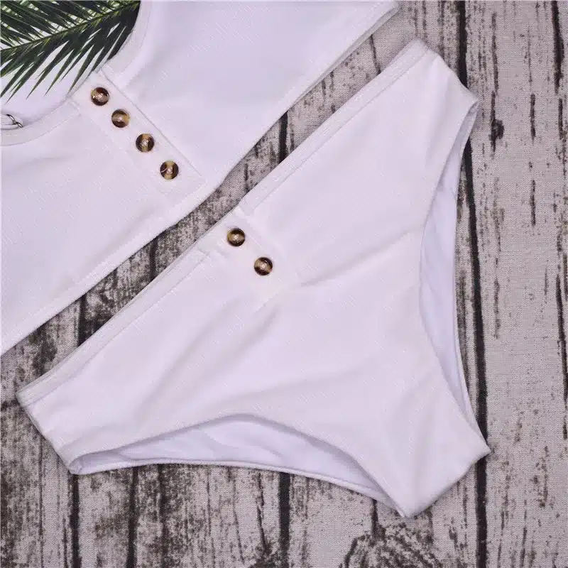 Sexy sport swimsuit Swimwear 2018 Black Bikini Set Button Vest Bikini Push Up Summer Beachwear bathing suits women 8