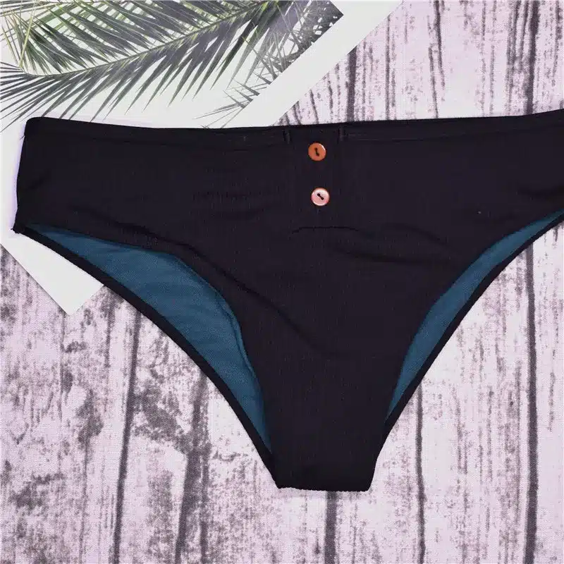 Sexy sport swimsuit Swimwear 2018 Black Bikini Set Button Vest Bikini Push Up Summer Beachwear bathing suits women 12