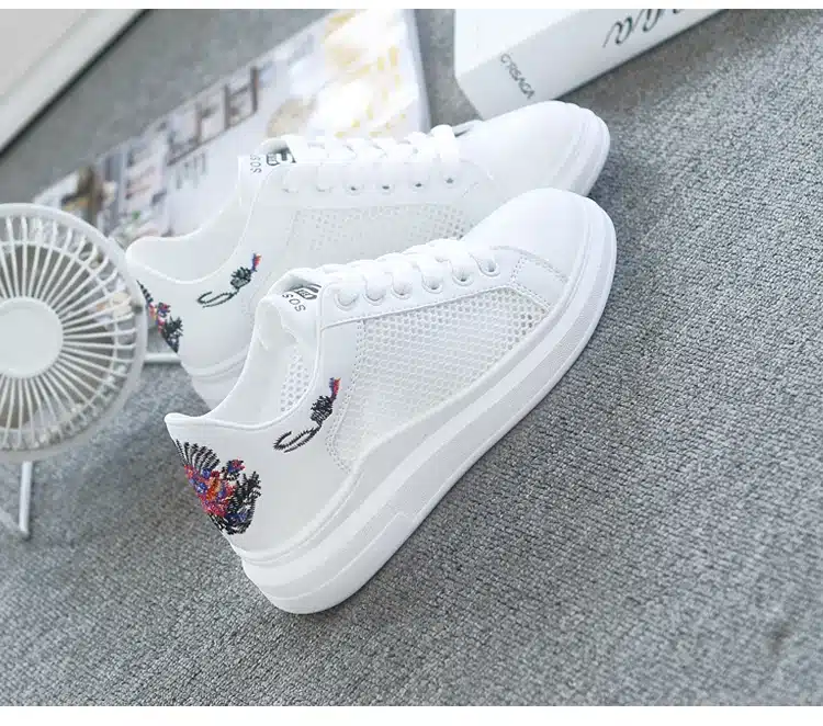 WAWFROK Women Casual Shoes Summer 2018 Spring Women Shoes Fashion Embroidered Breathable Hollow Lace-Up Women Sneakers 6