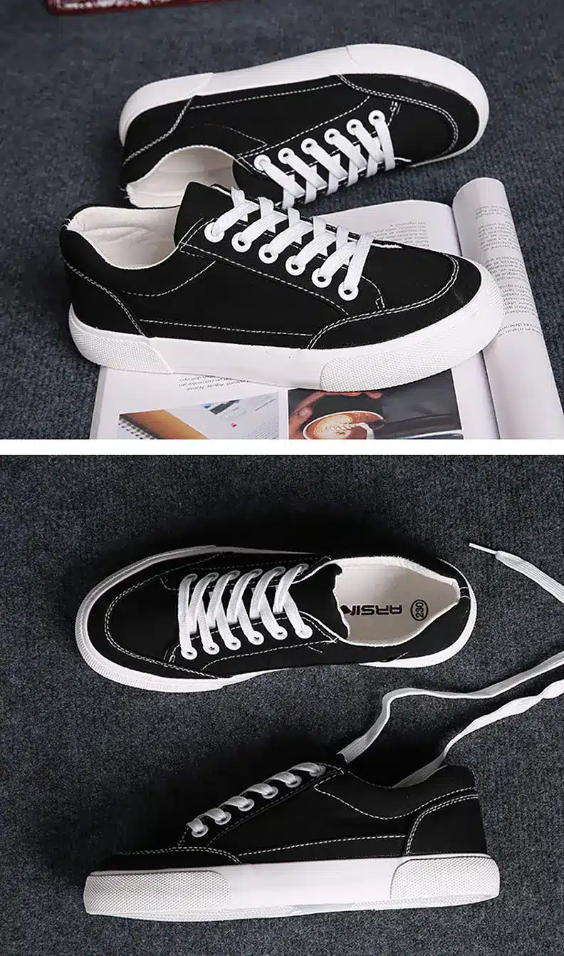 Women sneakers 2018 new arrivals fashion lace-up black/white women shoes solid sewing shallow casual canvas shoes women 32