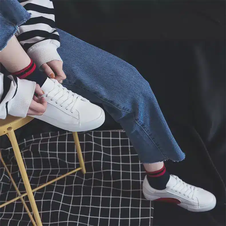 Smile Circle 2018 Spring/Summer White Sneakers Women Ultra-soft Lace-up Casual Shoes Women Flat Platform Shoes Girl shoes A58101 15